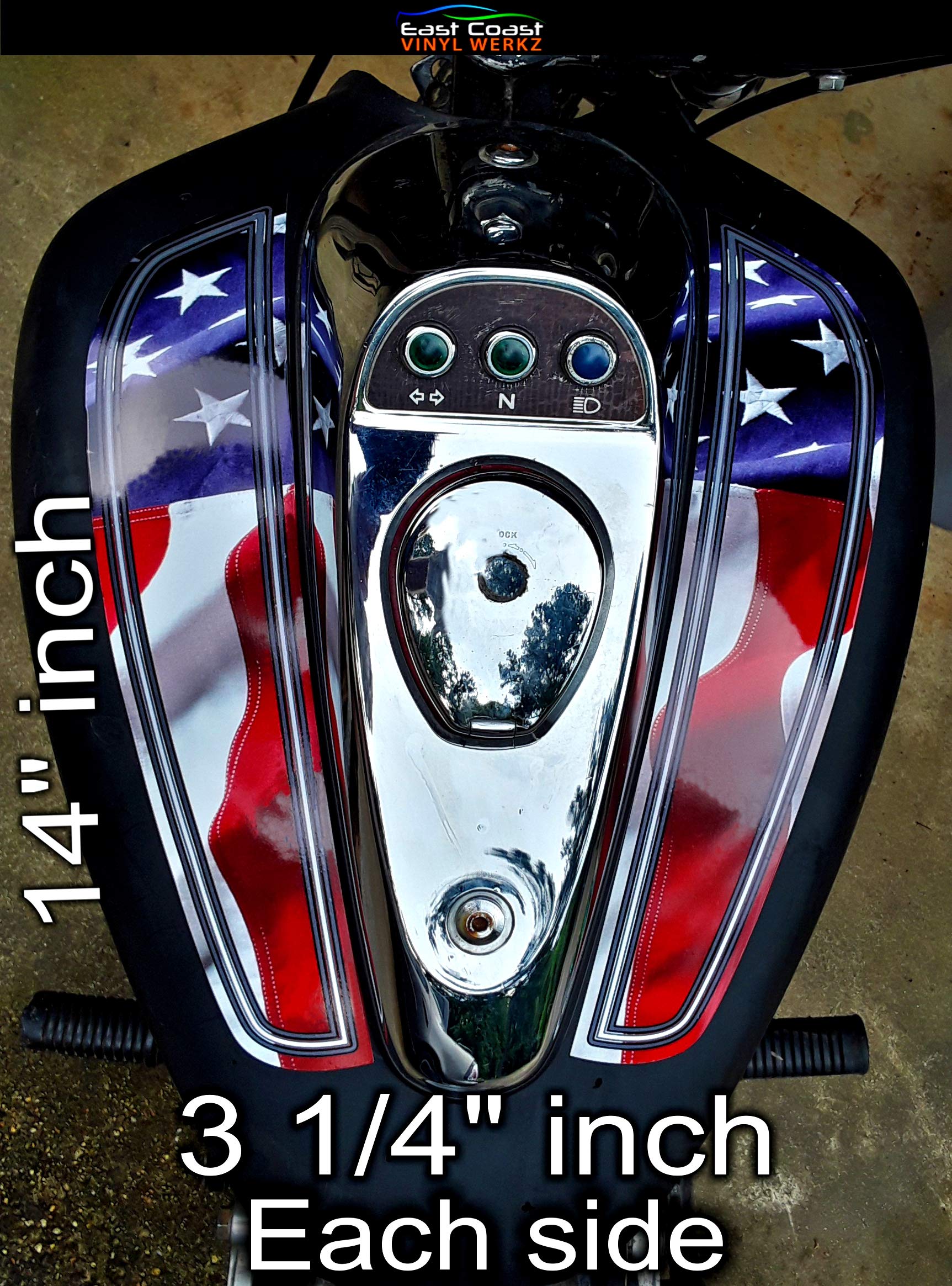Amazon.com: Motorcycle Split Tank Top Decals/Sets (American Flag 2
